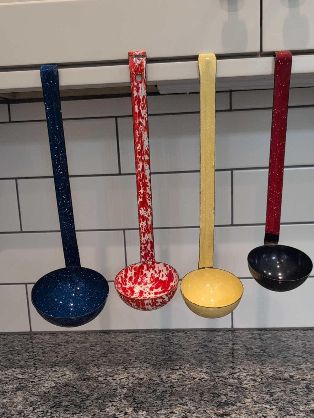Speckled Enamelware Ladle - Set of Mixed Colors (Blue, Red, Yellow,)